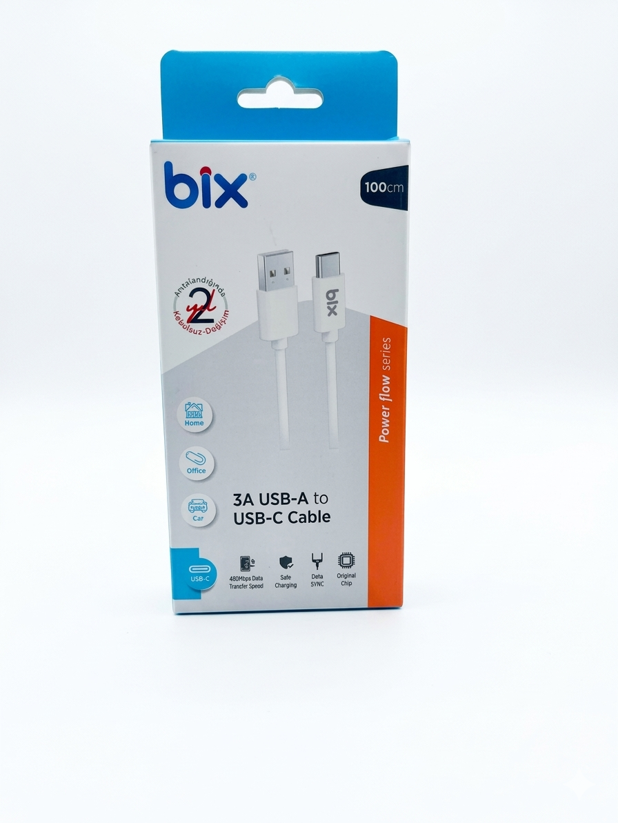 Bix 3A USB-A to USB-C Kablo: Hızlı ve Güvenli Şarj Deneyimi